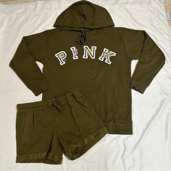 PINK Victoria secret hoodie and short set - Picture 2 of 7